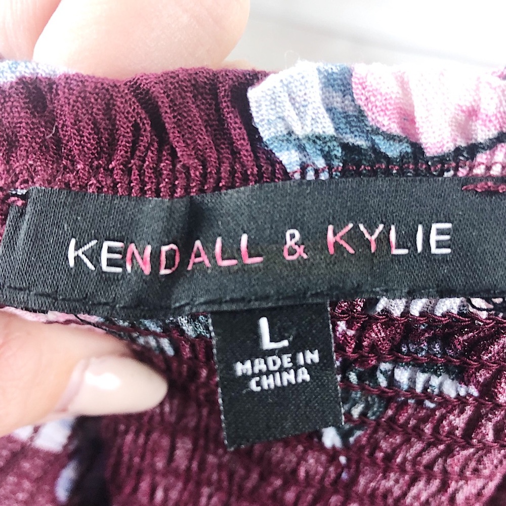 Kendall & Kylie Purple Floral Off the Shoulder Top - Picture 7 of 8